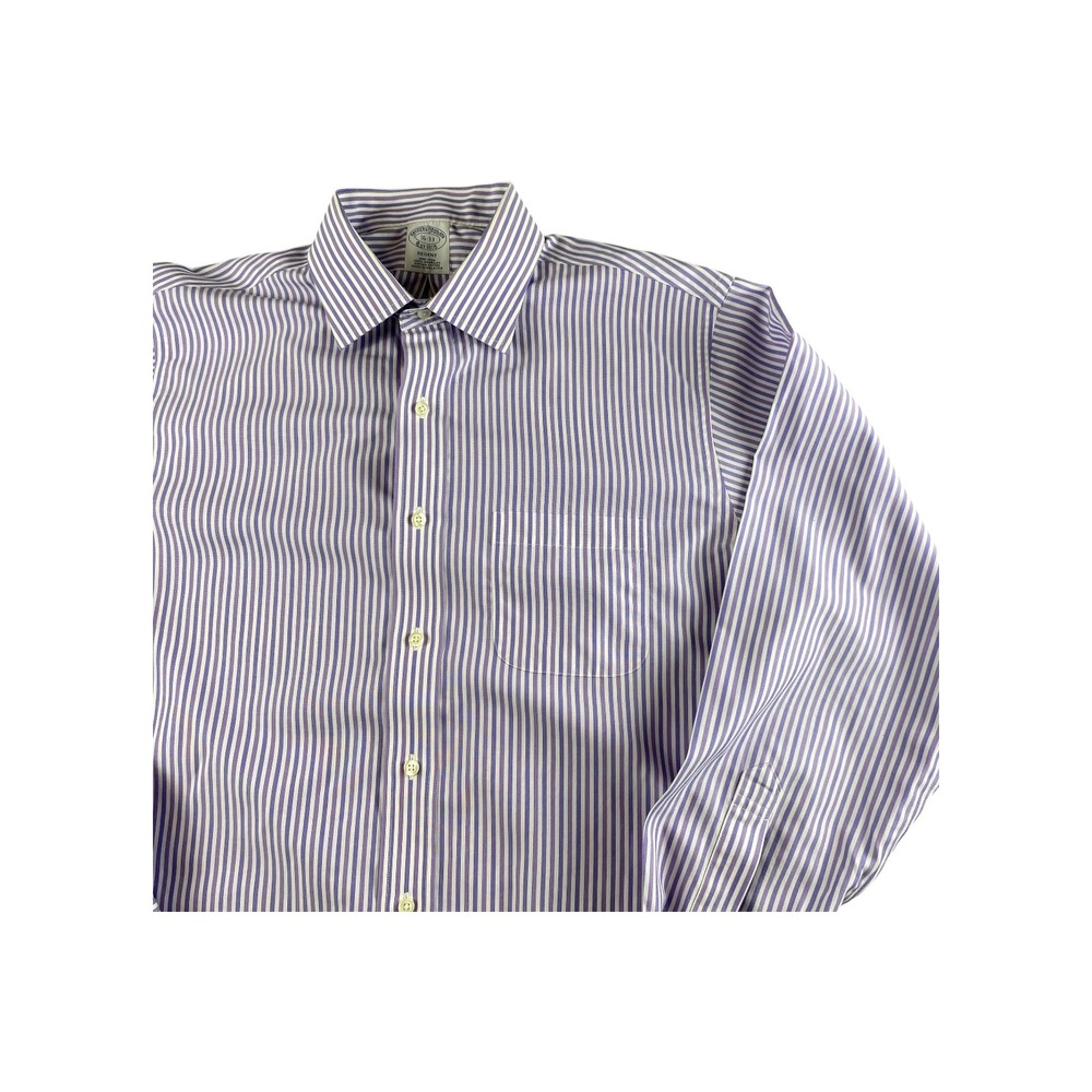 Brooks Brothers Regent Fit Non Iron Stripe Dress Shirt Men 16 33 Purple White